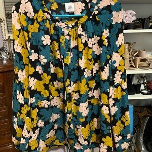 CAbi Floral Blouse - Yellow, Blue, Black